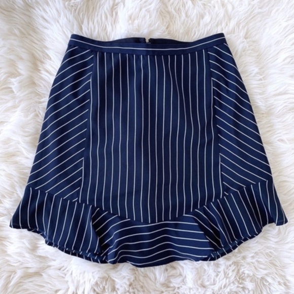 J. Crew Dresses & Skirts - J.Crew Blue White Pinstripe Ruffle Swing Skirt